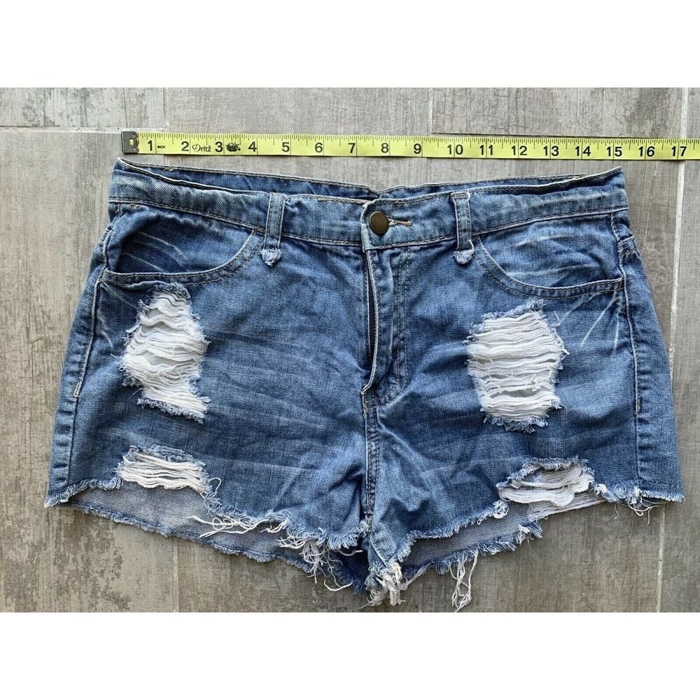 Summer Beach Soft Denim Jean Cut Off Shorts Distressed Medium Light Wash Size 27 - Picture 8 of 8